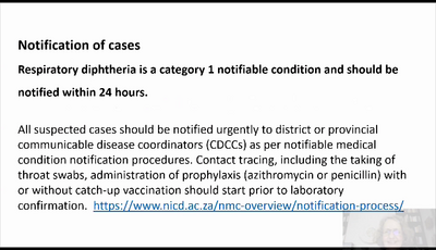 Diphtheria surveillance and diagnosis...
